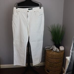 Ralph Lauren White Straight-Leg Jeans Size 16 Classic Clean Girl Denim